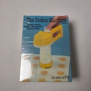 Ronco Cookie Machine Vintage 1976 Cordless Electric Press Yellow Model‎ 1090
